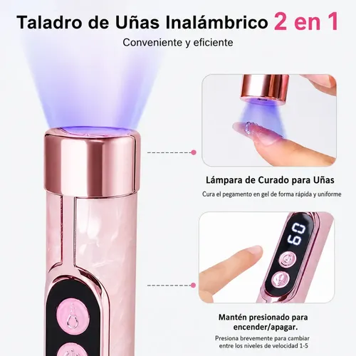Lima Eléctrica Uñas Usb Pantalla Led Lámpara Uv Recargable