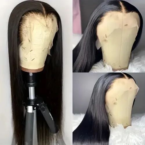 Conjunto Completo De Pelo Largo Y Recto Negro Para Mujeres