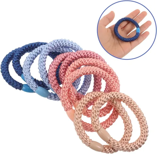 Gomas Elásticas Pelo De Colores 10 Unidades Tejido Grueso Y