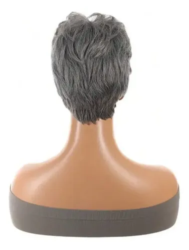 Pelucas Cortas De Pelo Gris Gris Para Mujer, Más De 60 Años,