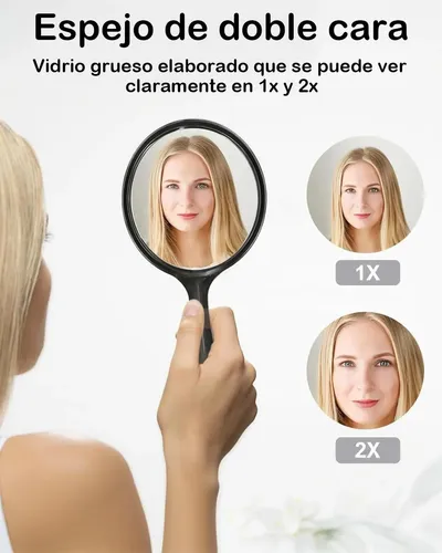 Espejo De Mano, Espejo De Vidrio Portátil Para Maquillaje