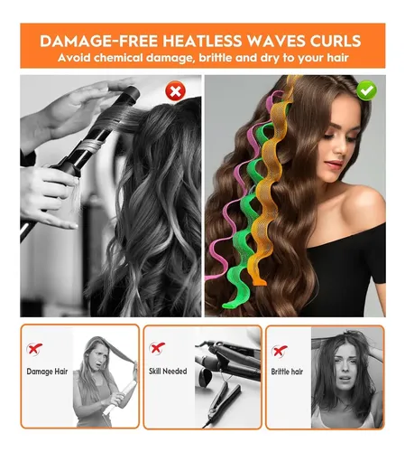 Set De 40 Rulos Sin Calor Para Ondas En El Cabello