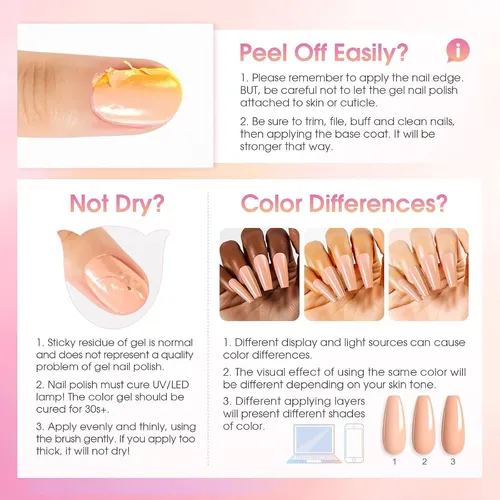 Conjunto De Gel Uv Rosalind 30 Piezas Con Base Y Top Coat