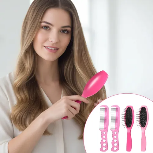 Cepillo De Pelo Luxejie Con Cerdas Metálicas Rosas Y Platead