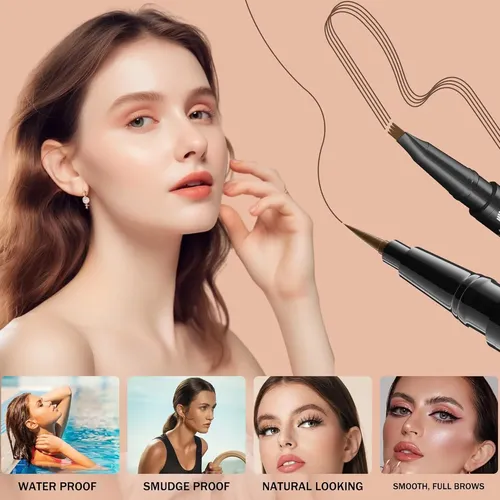 Lápiz De Cejas Microblading Liayozl Marrón Oscuro 2-en-1