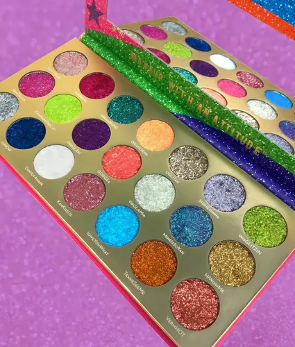 Paleta Sombras Brillantes Glitter Rude Cosmetics 21 Colores Larga Duración