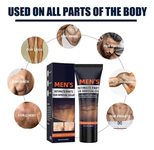 Crema Depiladora Íntima Para Hombres, No Pain, Segura,