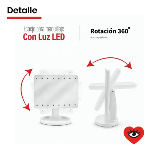 Espejo Maquillaje Tactil Luz Blanco Frio Usb Pilas Veoquiero Blanco