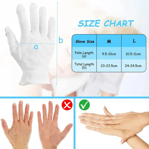 Guantes De Algodón Hidratantes Medianos Para Piel Sensible