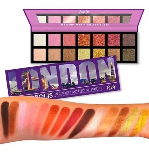 Paleta De Sombras Metropolis London Rude Cosmetics 14 Tonos