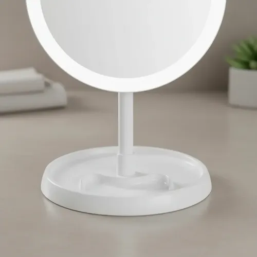 Espejo De Maquillaje Redondo Portátil Con Luz Led Carga Usb