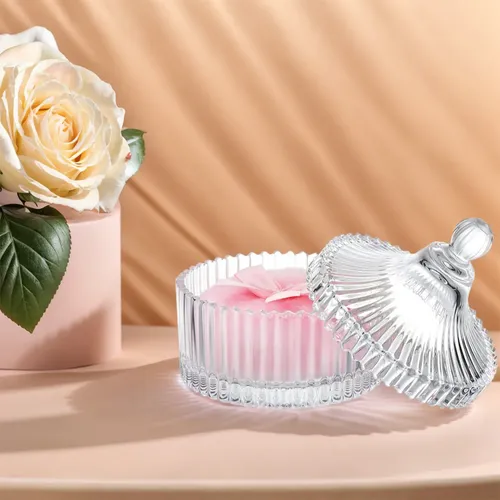 3 Pieces Extra Large Body Powders Puff With Clear Glass