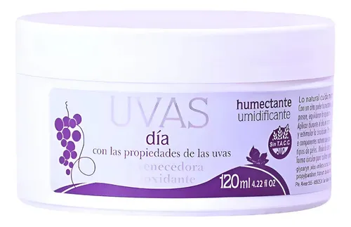 UVAS Crema Humectante Dia 120ml Antioxidante Rejuvenecedora SIN TACC