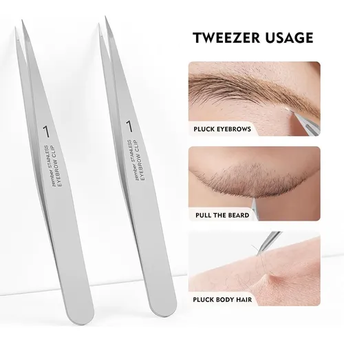 Pinza De Precisión Plateada Para Cejas Y Vello Facial