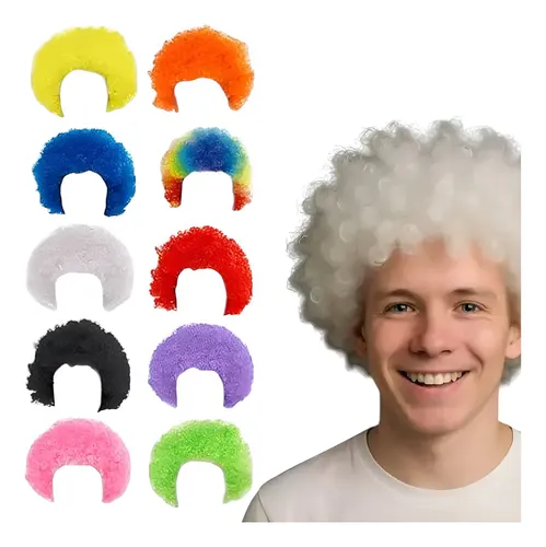 Peluca Afro Payaso Carioca Cotillón Luminoso Varios Colores