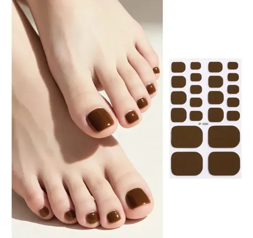 Tiras De Uñas Gel Para Pies Autoadhesivas 22u – No Necesita Lampara UV – Chocolate