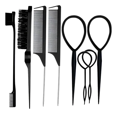 Kit De Cepillos Y Peines Para Peinar Cabello, Pinzas, 8 Piez