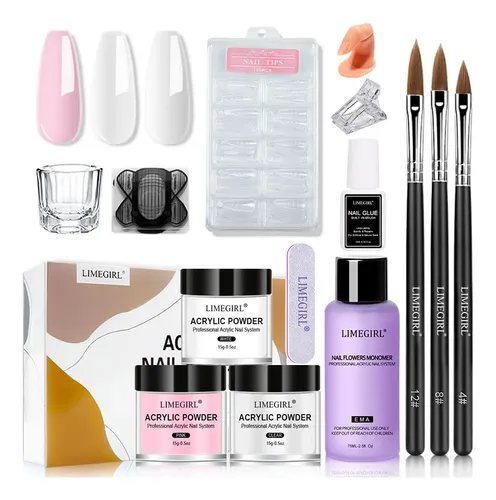 Kit De Polvo Acrílico For Uñas De 3 Colores Con Líquido