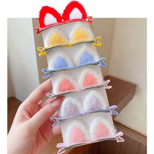 Broches Para El Pelo Orejas De Gato Kawaii 12 Piezas