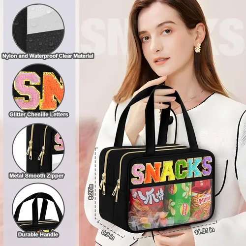 Bolsa De Maquillaje Simboom Chenille Letter Clear Impermeabl