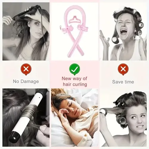 Curly Ondas En Cabello Rizos Sin Calor Tubo Con 2 Rosa