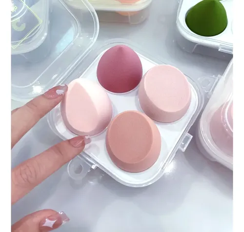 Set 4 Esponjas Blender Para Maquillaje Con Estuche