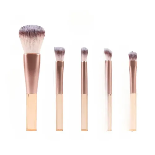 Mini Juego De Brochas De Maquillaje Sintéticas De Mango Cort