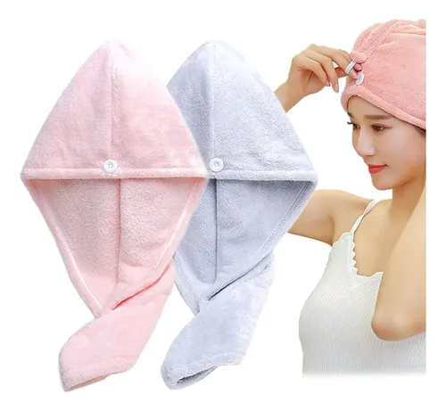 Pack 2 Toallas Gorro Livianas Suaves Microfibra Absorbente