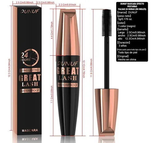 Máscara De Pestañas Dunuf Great Lash Waterproof 24h Negro
