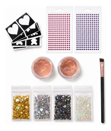 Set Stand Glitter Bar Brillos Stencil Brochas Gel