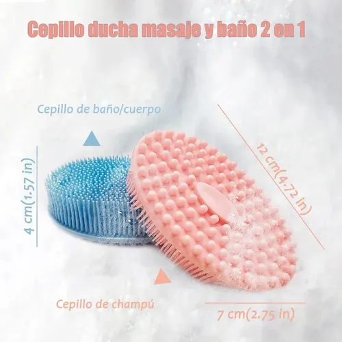 Cepillo Champú Silicona 2 En 1 Masaje Capilar Y Baño
