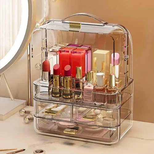 Organizador De Maquillaje Acrílico Con Tapa Y Cajones