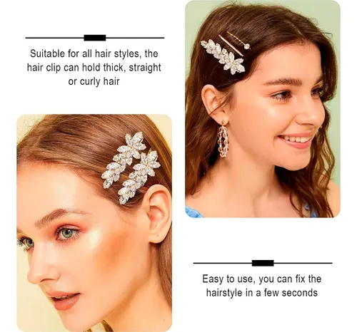Pin De Cabello Con Rhinestone Vintage Para Novia (2 Uds)