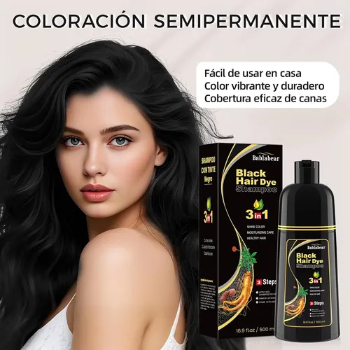 Champú Para Teñir El Cabello Negro 3 En 1