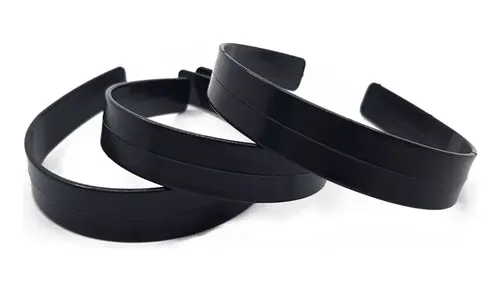 Vincha Plástica Plana De 2 Cm Negra Para Forrar X 25 U.