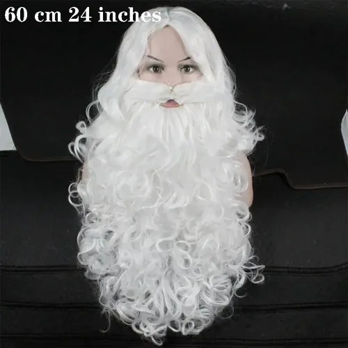 Peluca Blanca De Barba De Papá Noel Cosplay, Pelo Largo **/