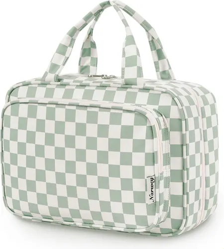 Neceser Colgante Para Mujer, Bolsa De Maquillaje De Viaje Y  Mint Green Checkerboard