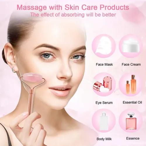 Rodillo Facial Zs Zeshin De Jade Y Cuarzo Rosa, Pack De 2