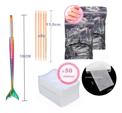 Kit Tips París Night Soft Gel+base Navi+top Navi/wipe,pincel