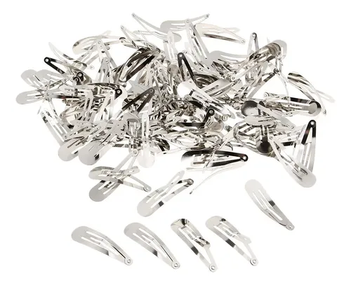 2 Lote De 100 Pinzas De Pelo De Metal Plateado De 50 Mm Con