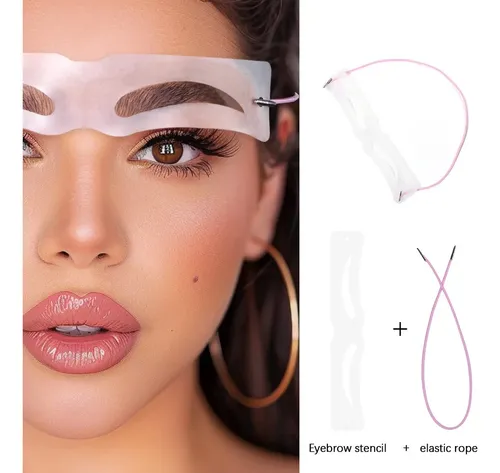 Kit Maquillaje Cejas Polvo, Brocha, 12 Plantillas, Corrector