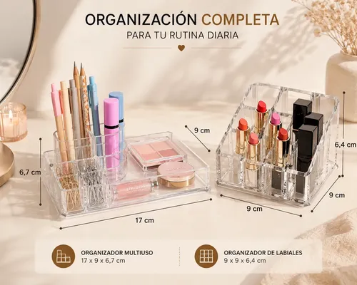 Organizadores Acrílico X2 Maquillaje Cosméticos Transparente