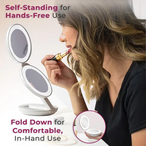 Espejo De Maquillaje Zadro Compact Travel 10×1 Con Iluminaci