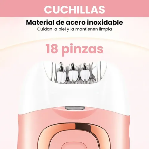 Depiladora Mujer Led Recargable Vgr V-760 18 Pinzas Luz Rosa