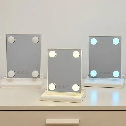 Espejo De Maquillaje Táctil Luces Led 4 Focos 3 Modos Usb