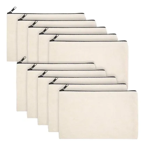 10 Bolsas De Lona En Blanco Para Bolígrafos Y Maquillaje, Pa