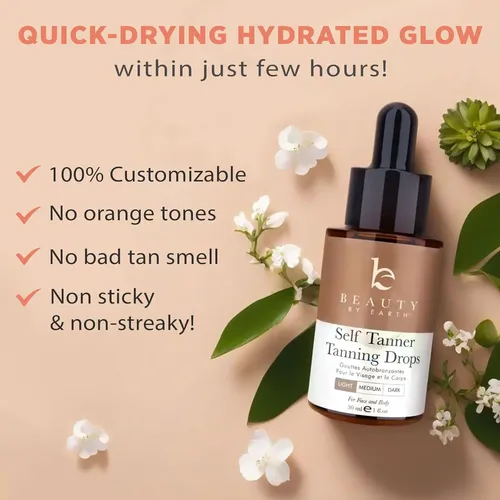 Autobronceador En Gotas Para El Rostro, Bronceado Sin Sol…