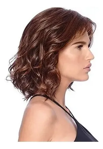 Peluca Marrón Rizada Ondulada Corta Para Mujer