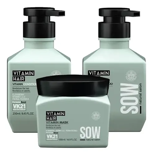 Sow Vitamin Hair Shampoo  Acondicionador Y Mascara X 250ml