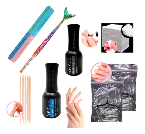 Kit Tips París Night Soft Gel+base Navi+top Navi/pincel/wipe